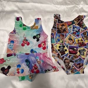 SET OF 2 ONE-PIECE SWIM SUIT 6-9 MONTHS DISNEY AND BALOON DESIGNS COLORFUL